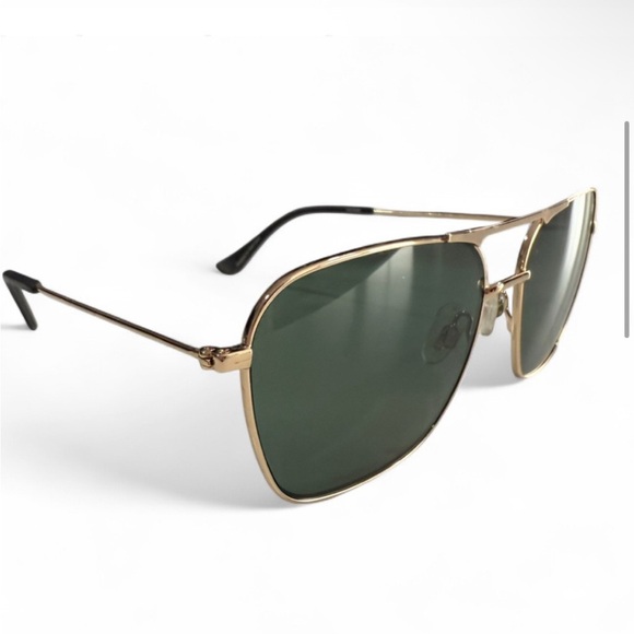 CADDIS Gold Aviator Sunglasses with Green Lenses - Picture 3 of 5